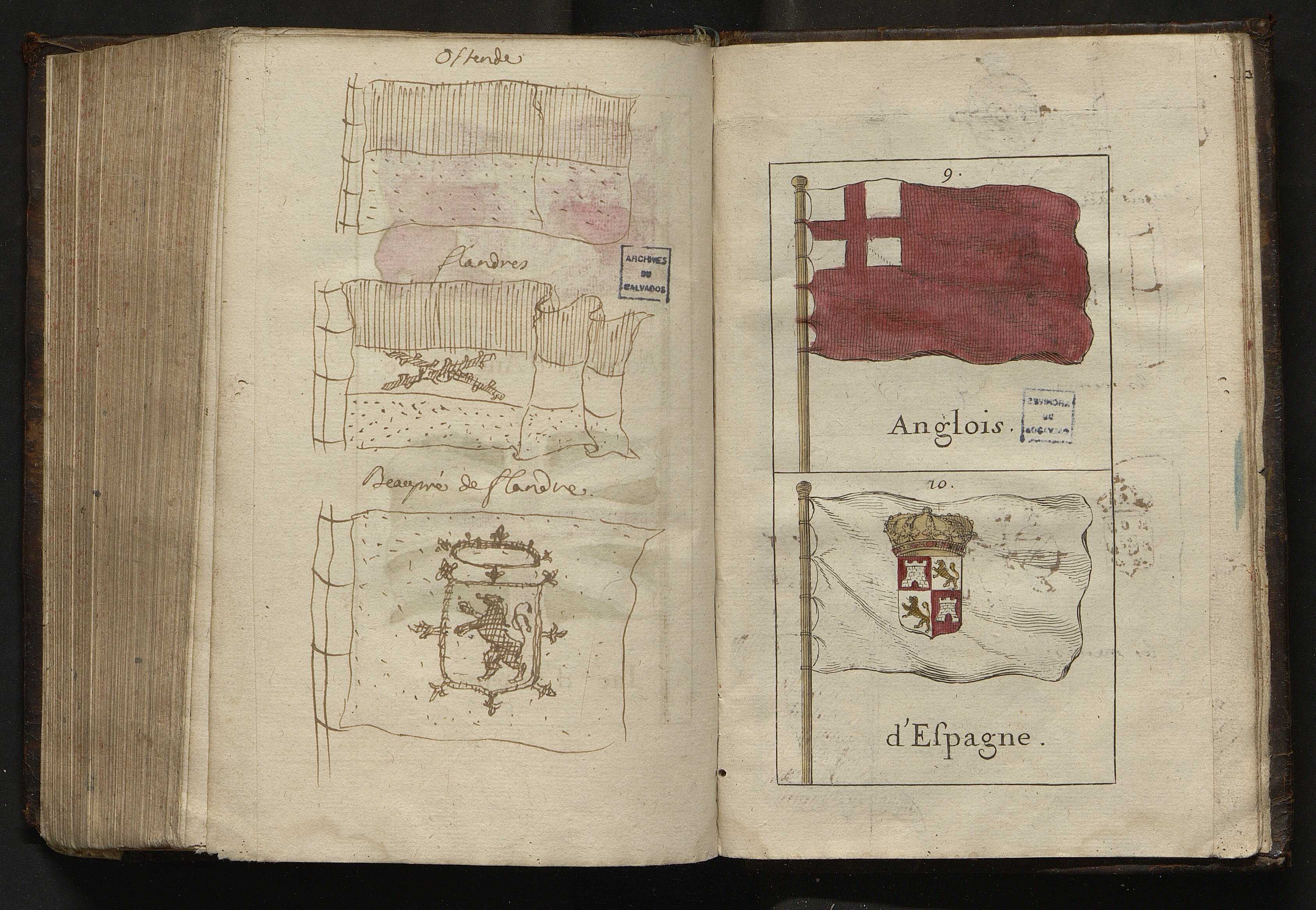 Fig. 6. À gauche, pavillons rajoutés et dessinés par Thomas d’Angerville ; à droite, dessins originaux figurant dans le dictionnaire de Desroche.