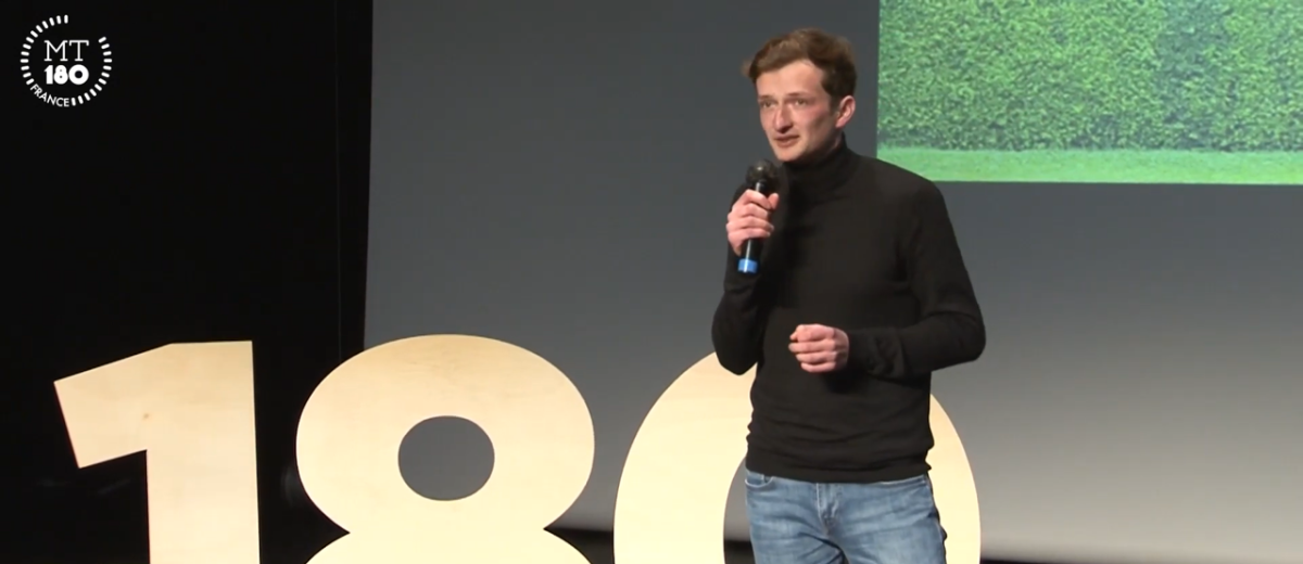 Baptiste Delaunay, lors de la finale normande du concours MT180 (capture d’écran, YouTube Normandie Université)