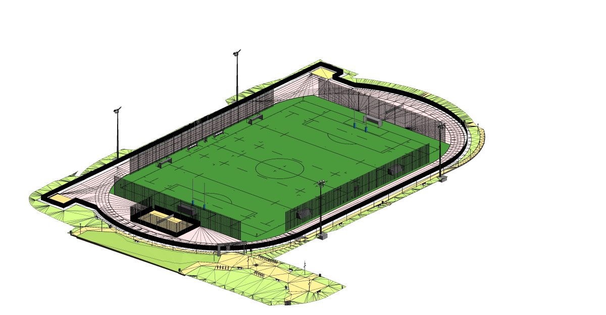 Maquette du stadium du campus 1, réalisée par la Direction du Patrimoine et de la Logistique (DPL) de l'université de Caen Normandie.
